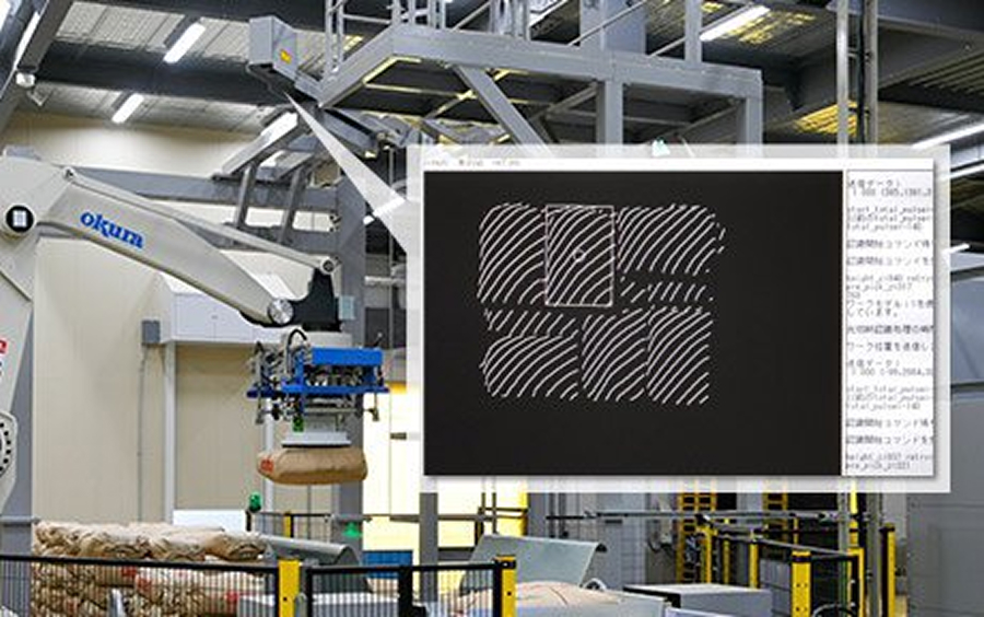 最新のレーザー式ビジョンで袋の荷姿を確実に認識